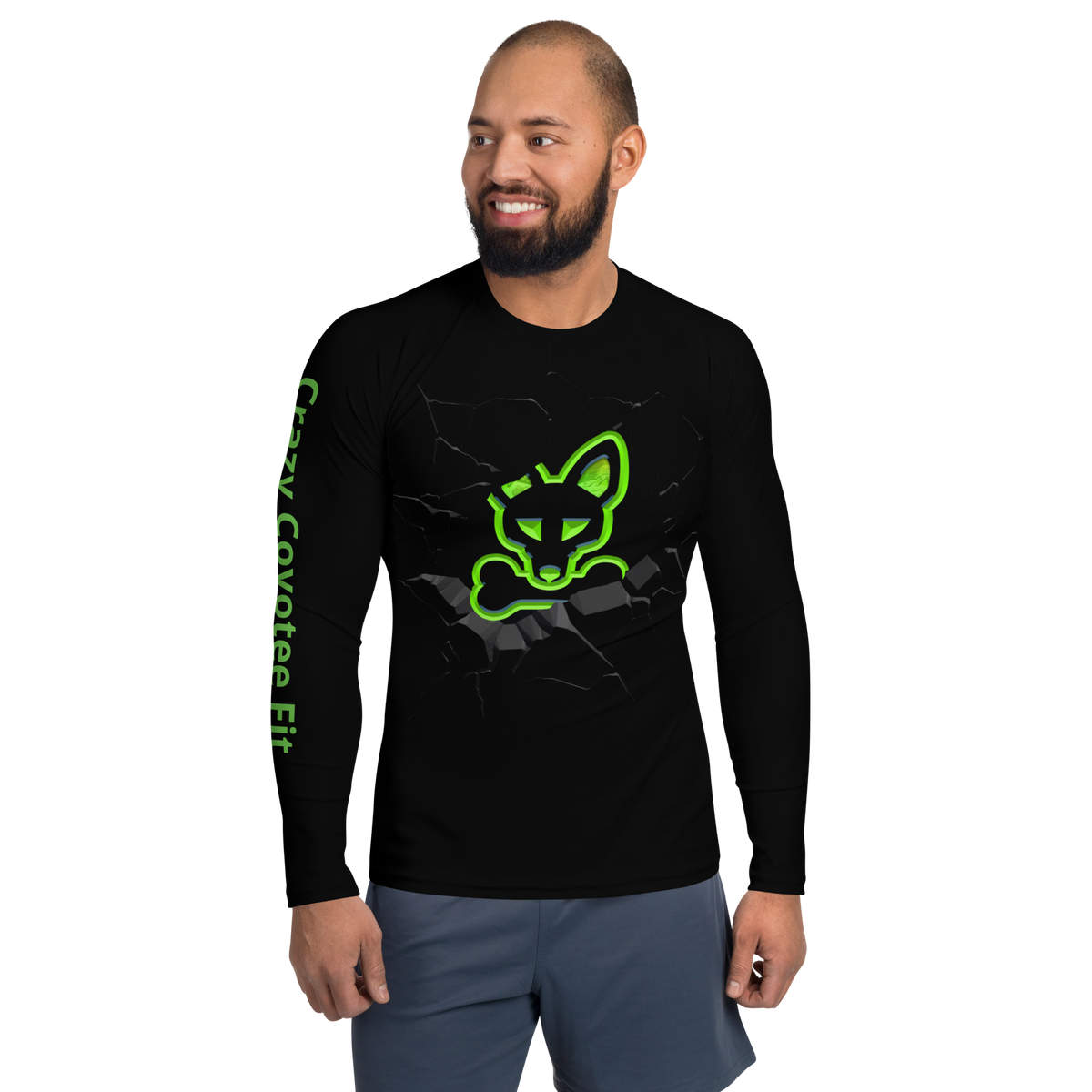 Coyote Rash Guard Men's Electric Black Dri Fit – Crazy Coyotee